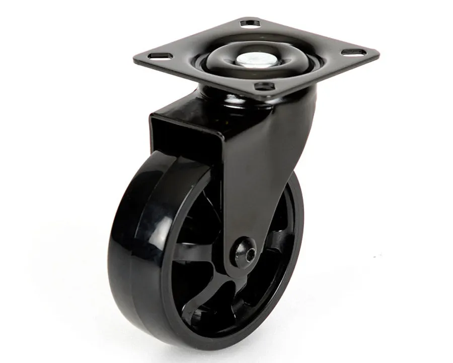 KitchenLibrary Castor with Polyurethane Single Wheel — Black | 75mm