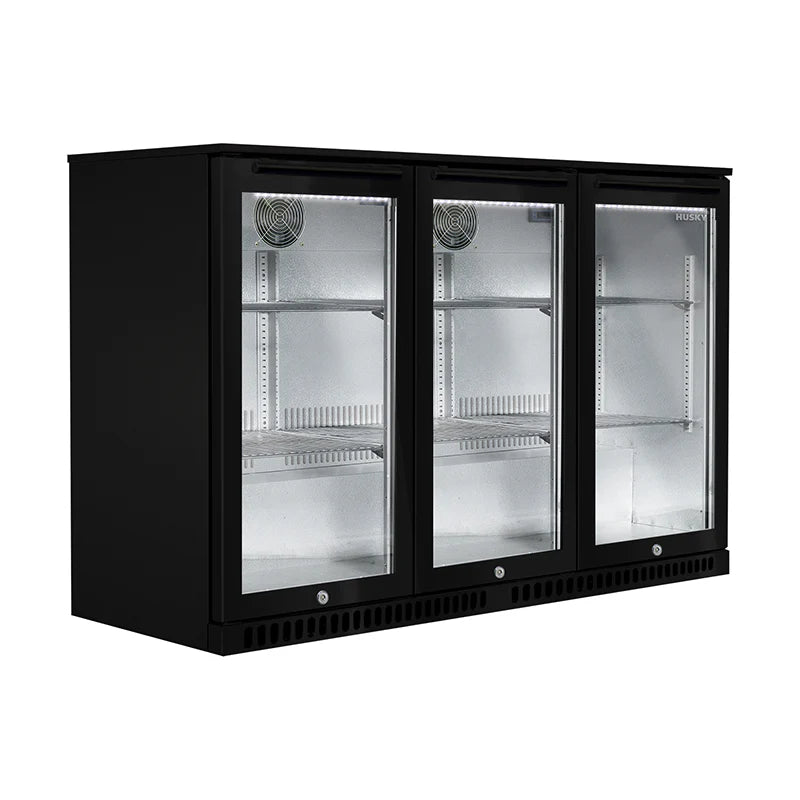 Husky 307L Triple Door Alfresco Drinks Chiller With Anti-Condensation Doors In Black (ALFC3BLK840EL)