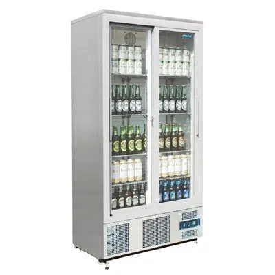 Polar G-Series Double Sliding Glass Door Upright Bar Fridge 490Ltr CK478-A