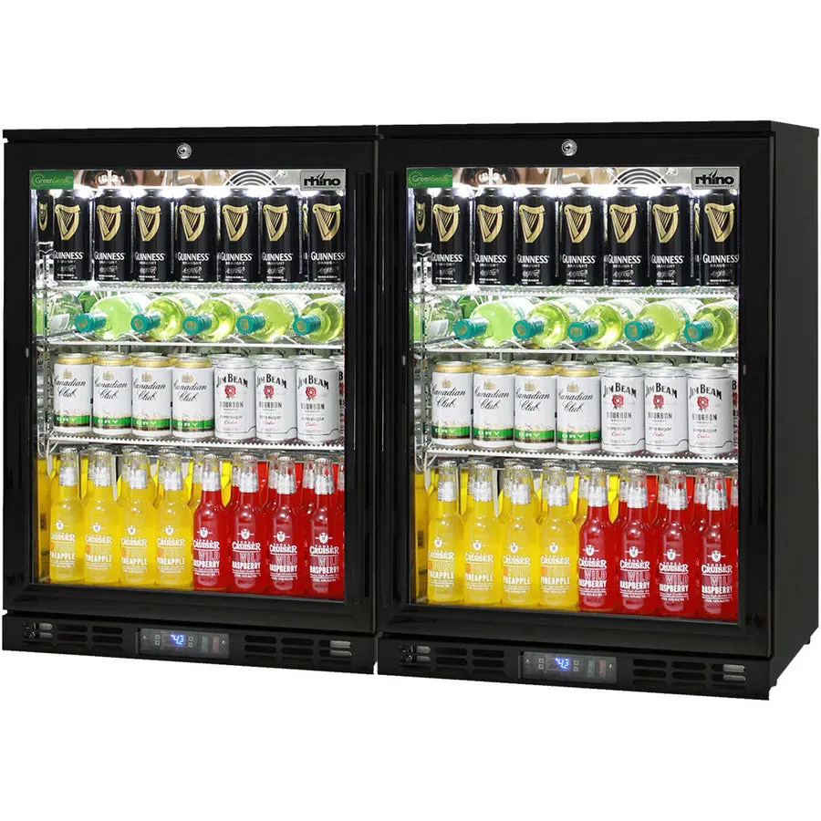 Rhino Alfresco Glass 2 Door Bar Fridge Combination Extremely Energy Efficient - Model SG1-COMBO