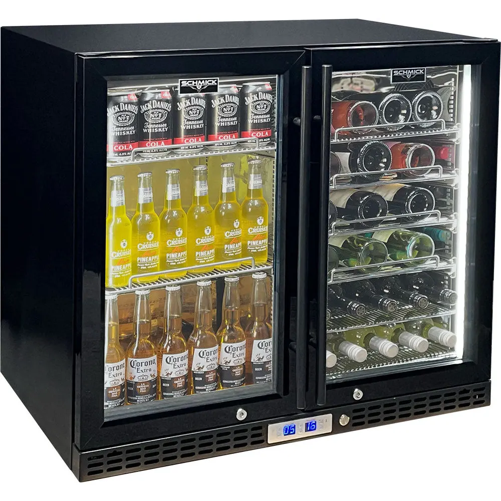 Schmick Under Bench Beer & Wine Dual Zone Bar Fridge | SK248D-B-HD