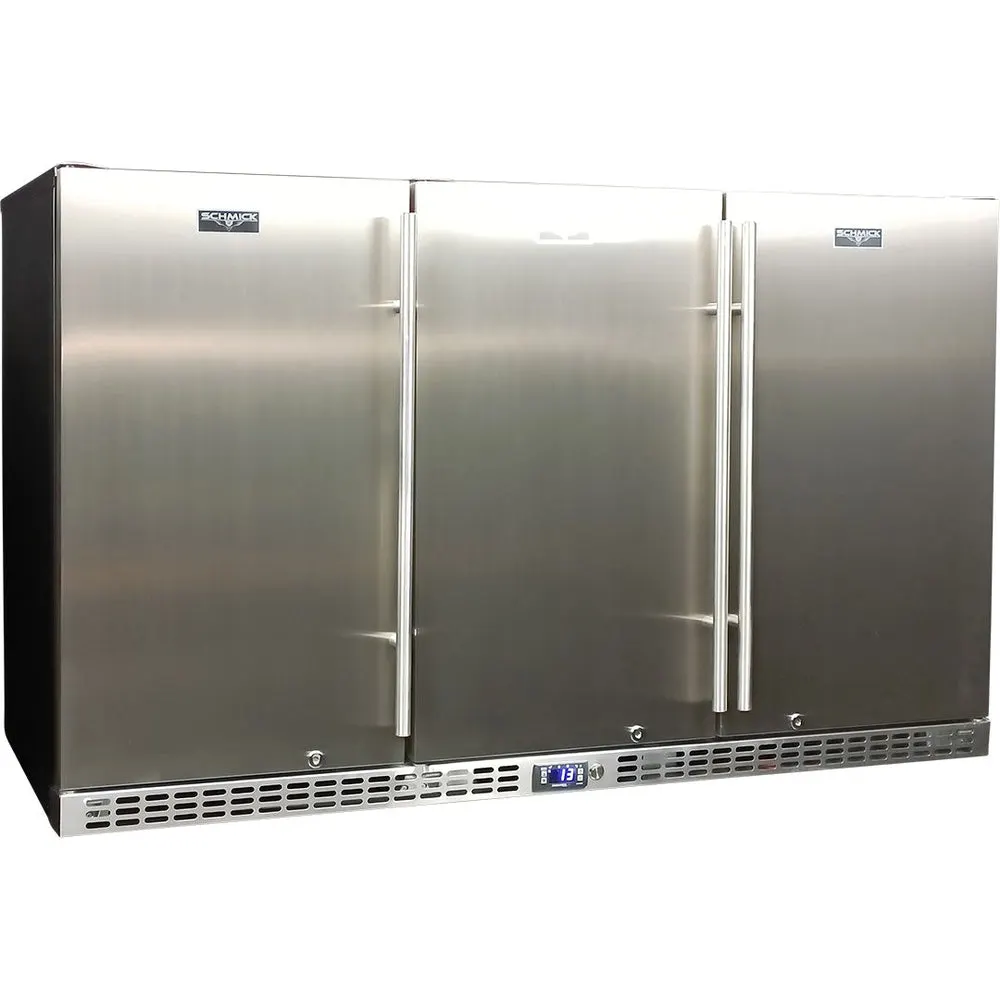 Schmick 3 Door Quiet Running Solid Stainless Steel Door Bar Fridge - Model SK386-SD