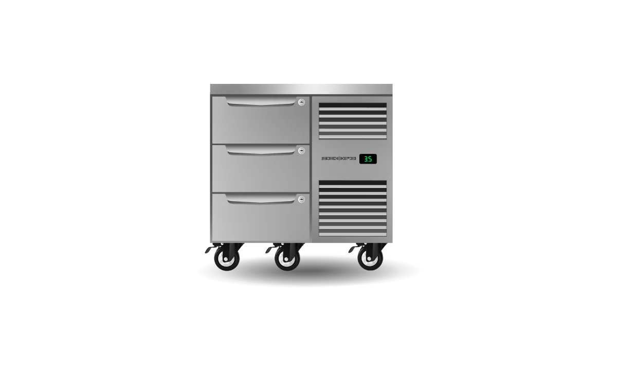 Skope ProSpec 3 Drawer, 1 Bay, Underbench GN 1/1 Right Hand Fridge - PG11.UBR.1.D3.RH