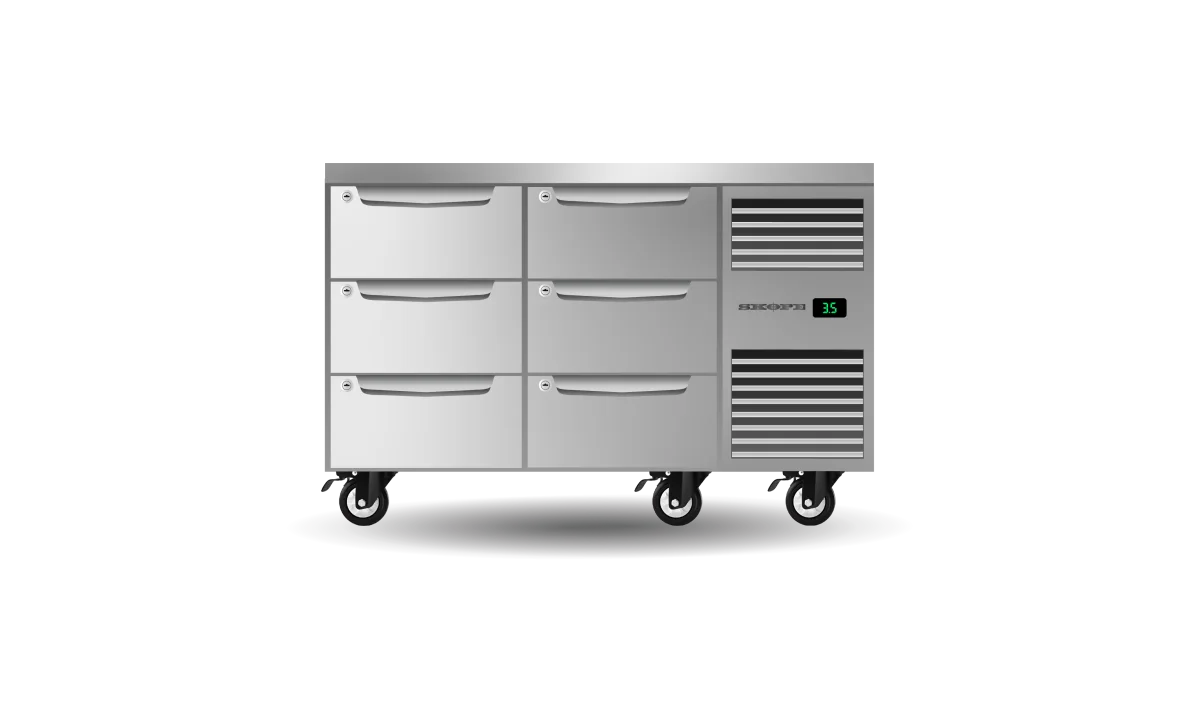 Skope ProSpec 6 Drawer, 2 Bay, Underbench GN 1/1 Right Hand Fridge - PG11.UBR.2.D6.RH