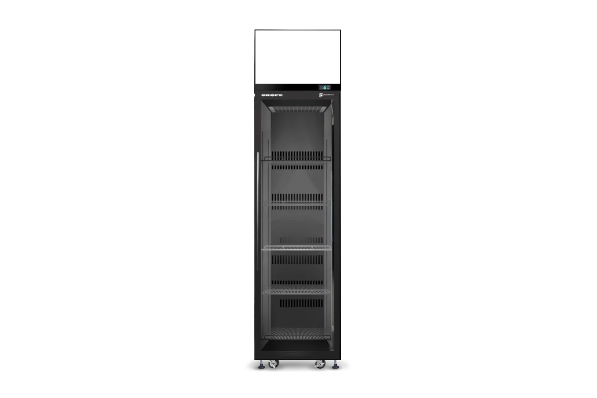Skope ActiveCore 1 Glass Swing Door Upright Fridge with Lit Sign - SKT500N-AC