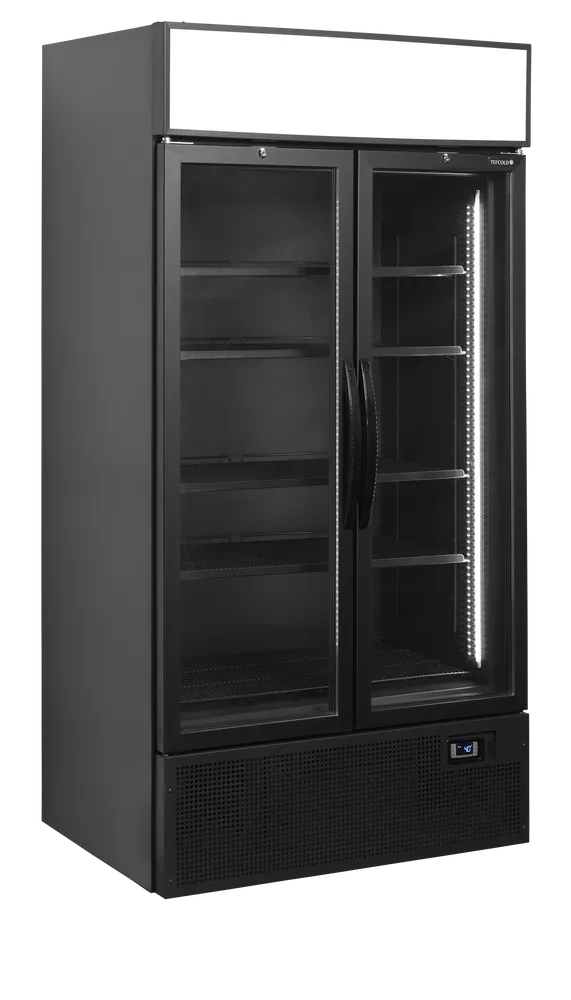 Tefcold FSC1000H BLACK - Black 2-door display cooler with canopy